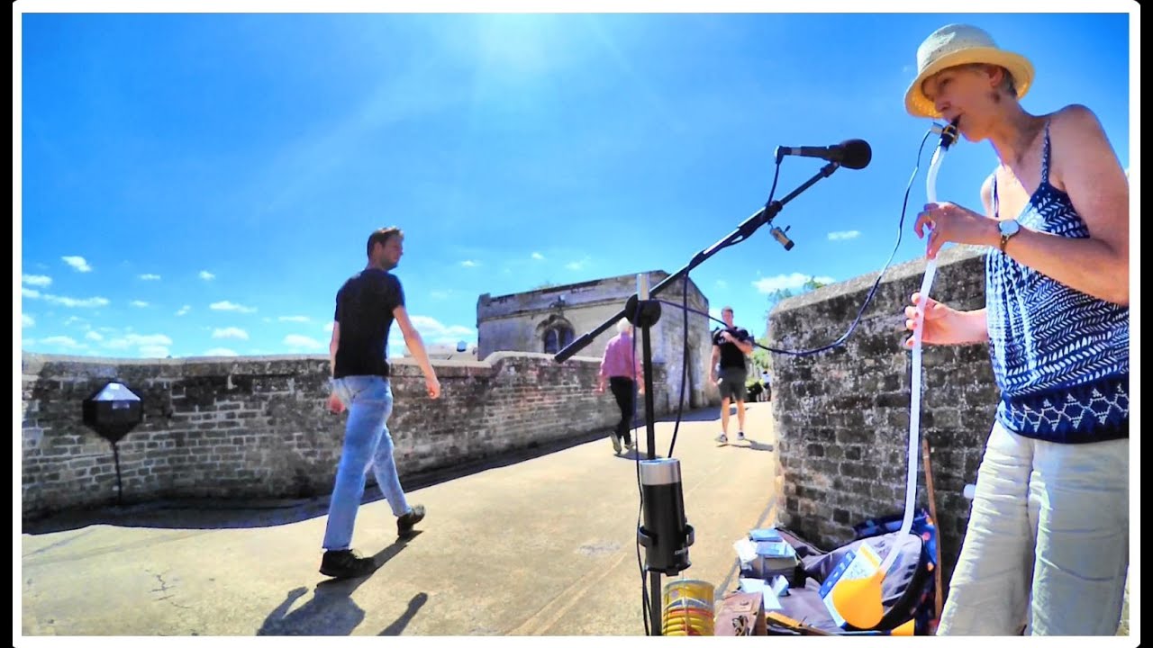 Busking w Homemade Hosepipe Sax on St Ives Bridge, Cambridgeshire