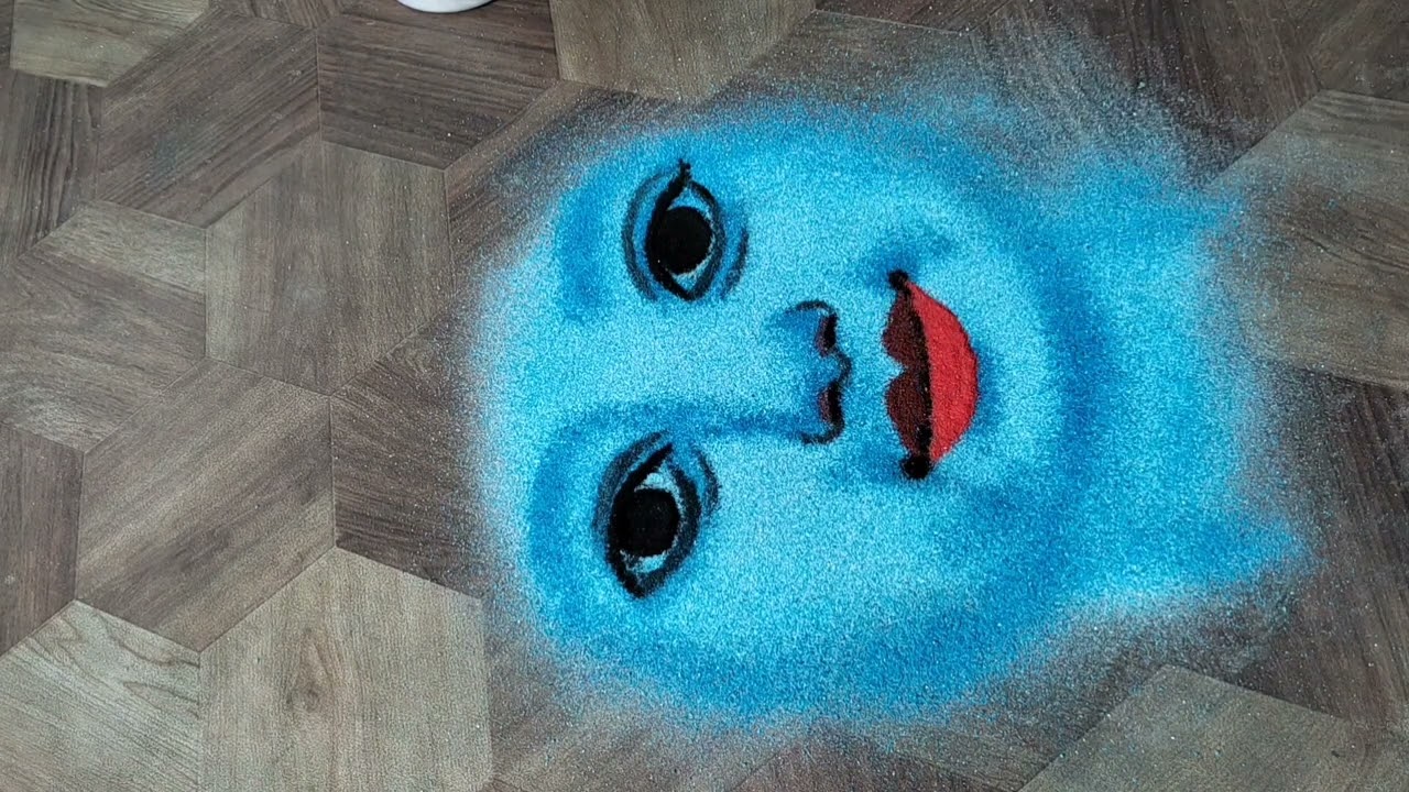 Very Easy Shri Krishna Ji Rangoli Design🙏 Rangoli Class. कृष्ण जी की रंगोली बनाने के सरल तरीके।