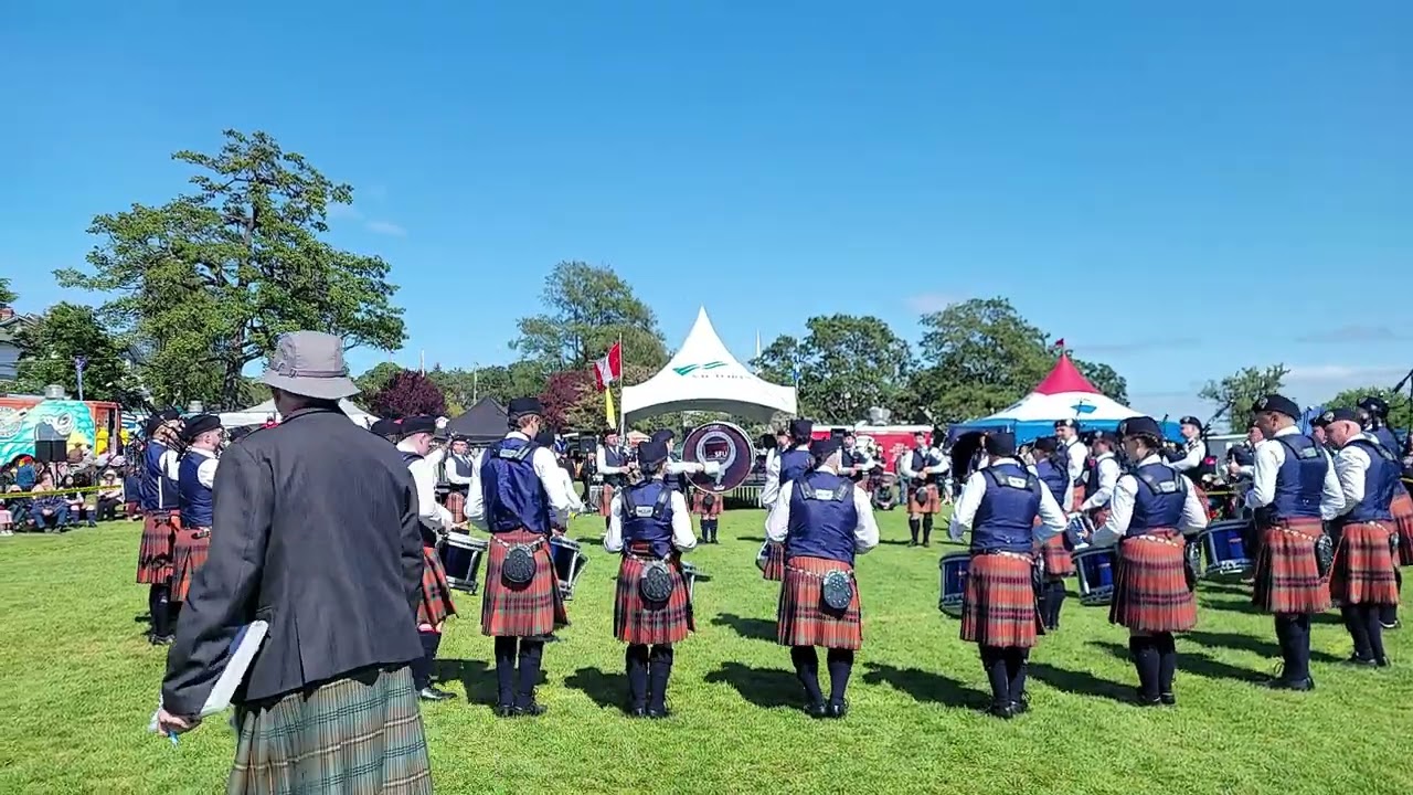 SFU Pipe Band - Punch it, Chewie Medley (Drum Corps View) - Victoria Highland Games 2025