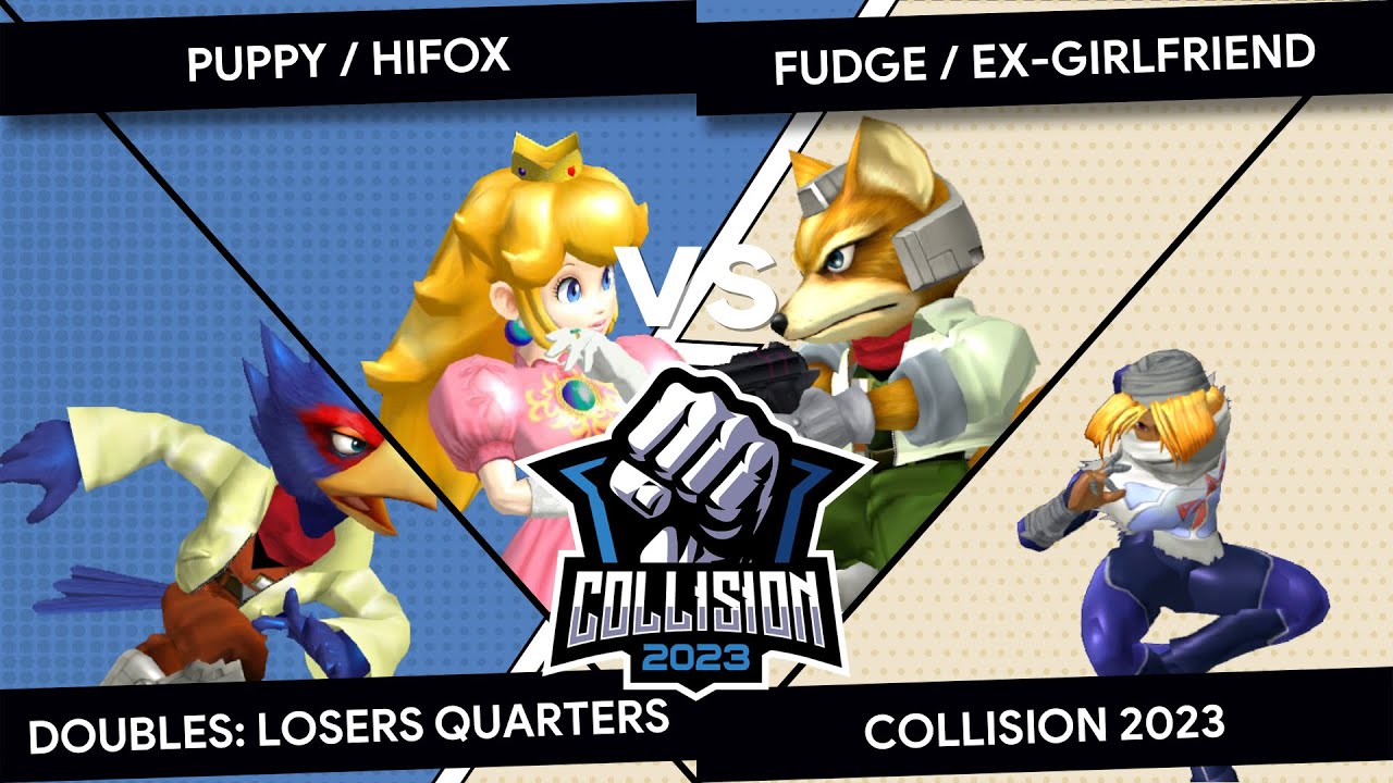 Collision 2023 Melee Doubles - Puppy/HiFox(Green) VS Fudge/Ex-Girlfriend(Blue) - Pools - Losers R2
