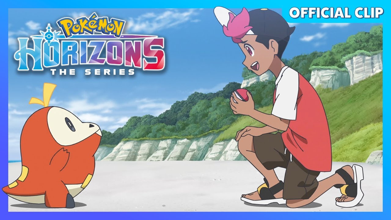 UK: Roy catches Fuecoco! | Pok&eacute;mon Horizons: The Series | Official Clip