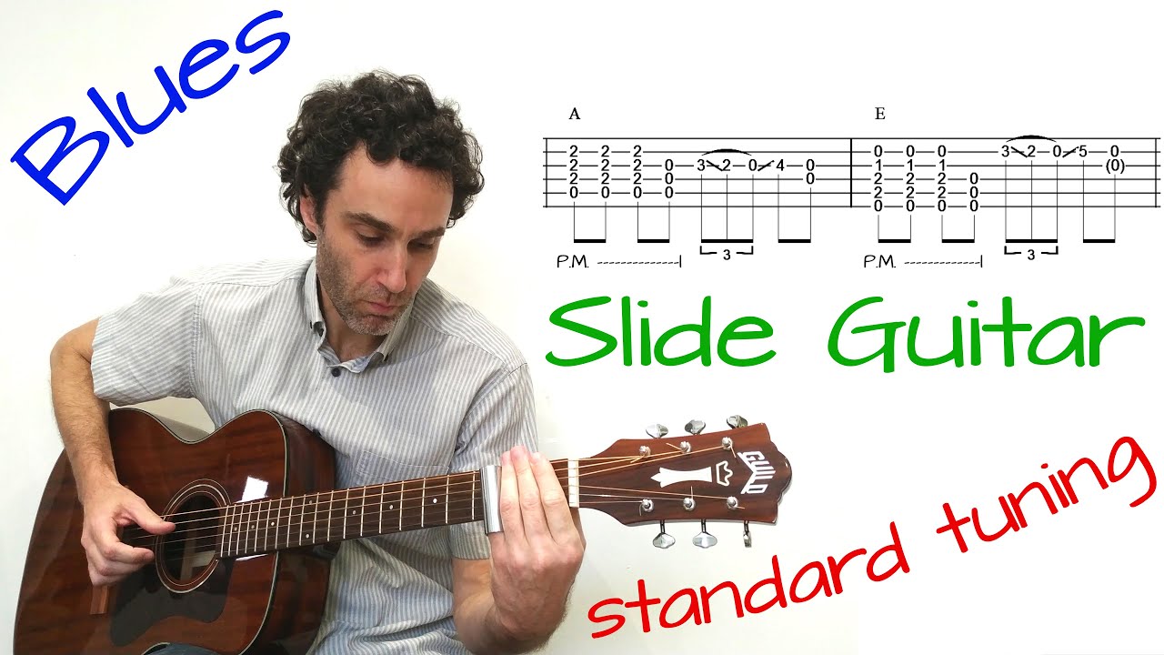 Slide Guitar in Standard Tuning - Nameless Blues - lesson / tutorial with tablature