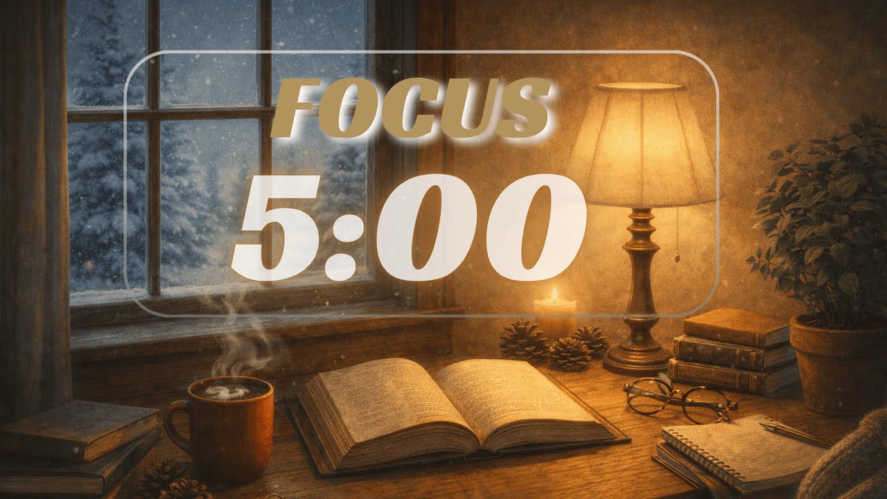 5 Minute Cozy Study Timer ☕❄️ | Calm Winter Focus Countdown