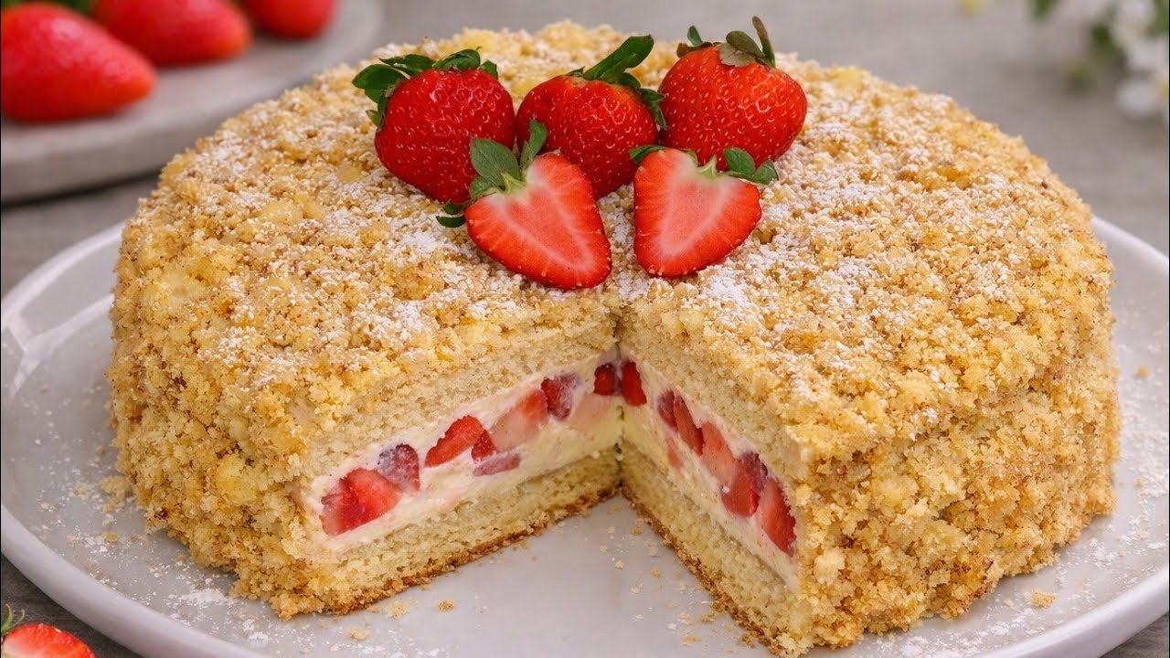 Torta alle Fragole Soffice 🤩 Dolce di Primavera Facile e Veloce 🥰