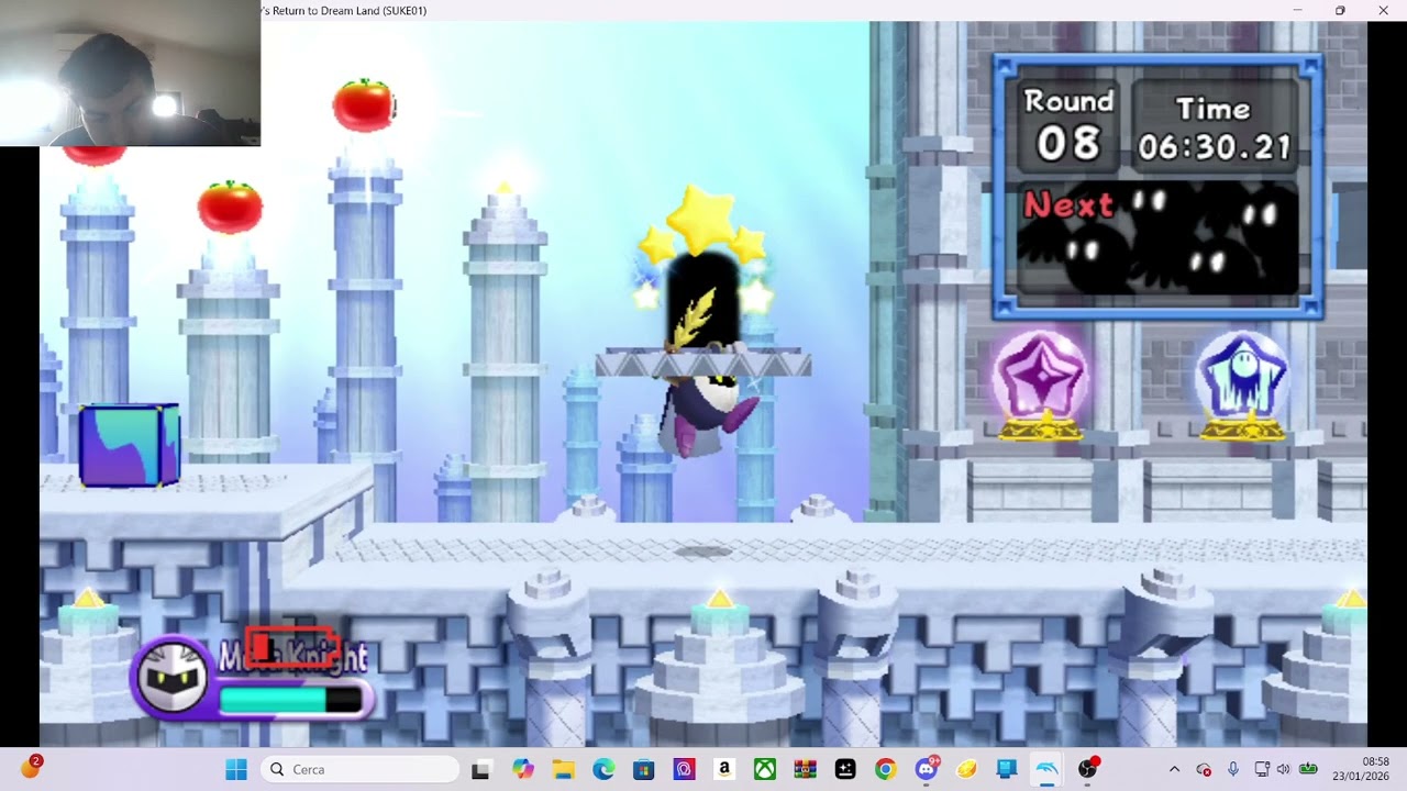 gioco la modalità arena di kirby retro dream land con meta knight, i boss/mini boss sono bellissimi!