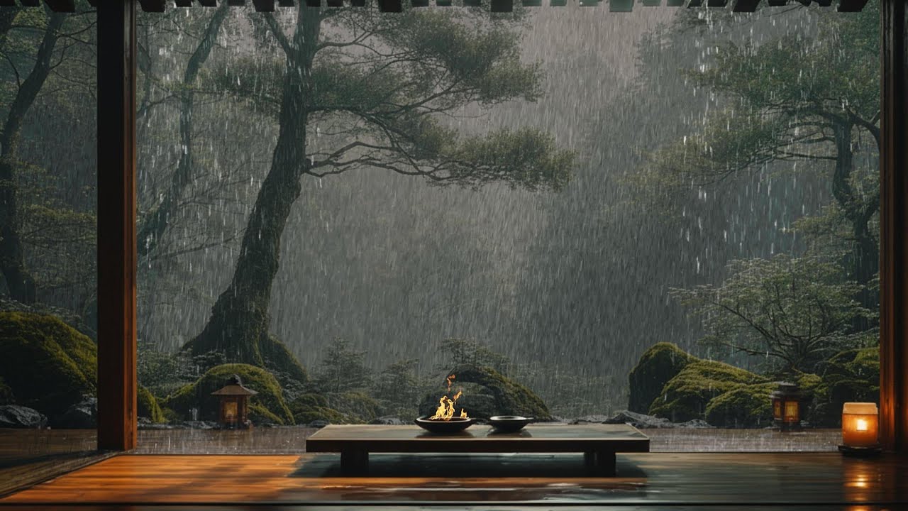 Japanese Forest Rain &mdash; Deep Sleep & Study Ambience | Zen Calm & Candlelight