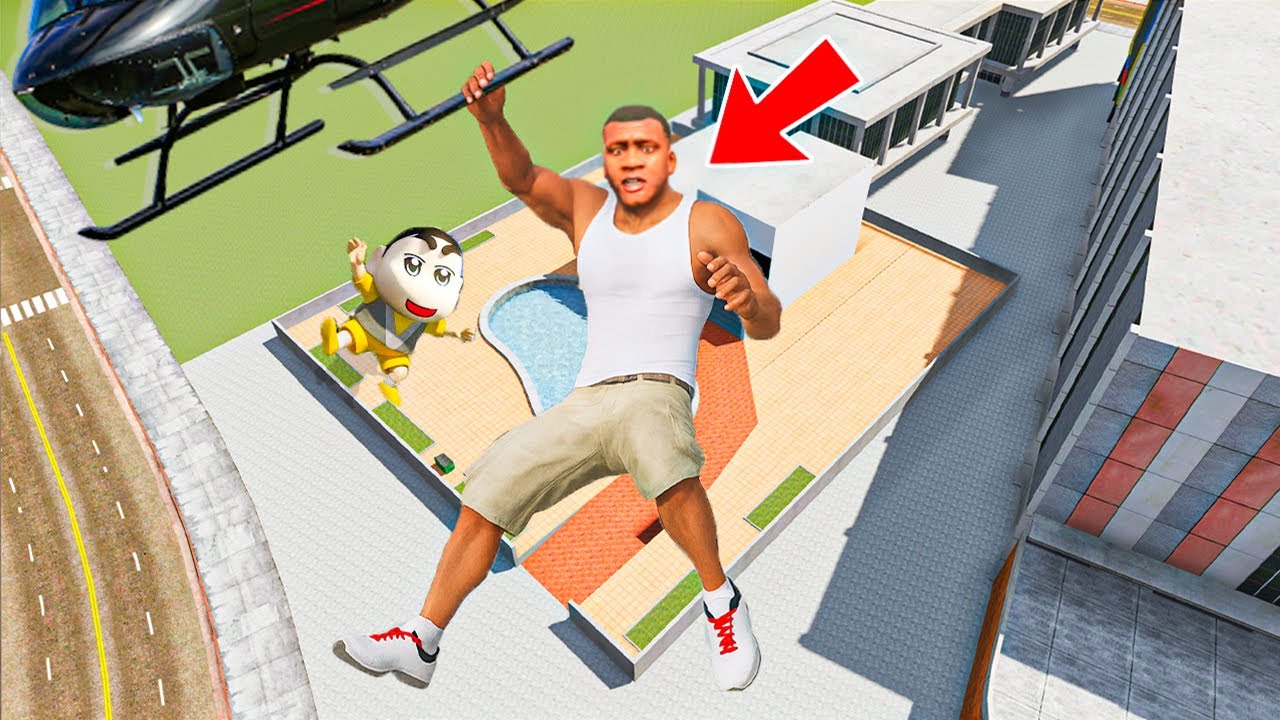 Franklin & Shinchan Falling FROM GTA 5 to INDIAN BIKE DRIVING 3D!
