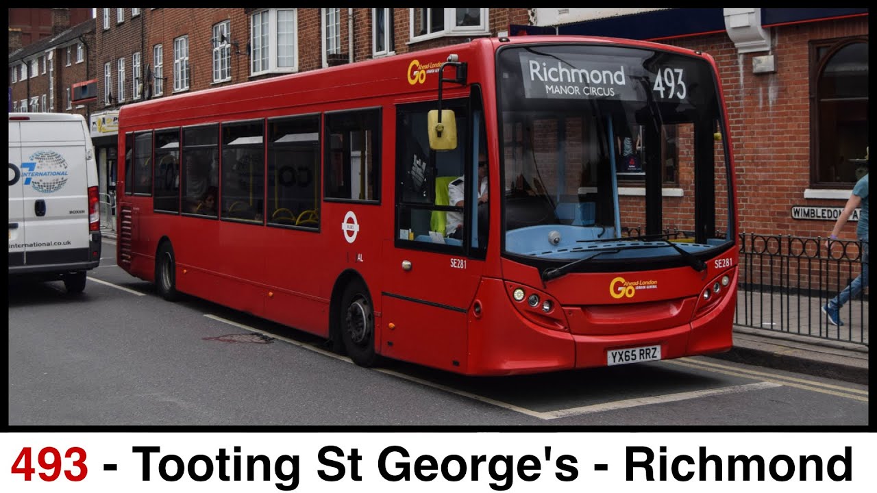 London Bus Route 493. Tooting St. George's Hospital to Richmond Bus Station.