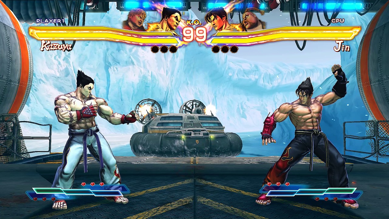 Kazuya и Bob против Jin и Rufus (Сложнейший уровень) &mdash; Street Fighter X Tekken