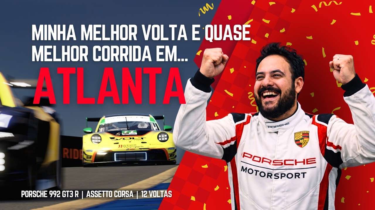 Meu MELHOR TEMPO e QUASE minha MELHOR CORRIDA | Road Atlanta | Porsche 992 GT3 | Assetto Corsa
