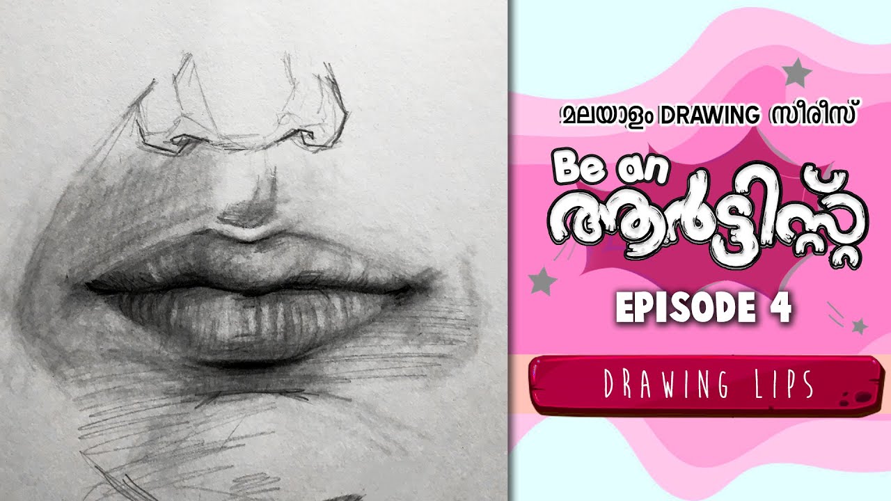 How to Draw LIPS | step - by - step | Malayalam Drawing Tutorial