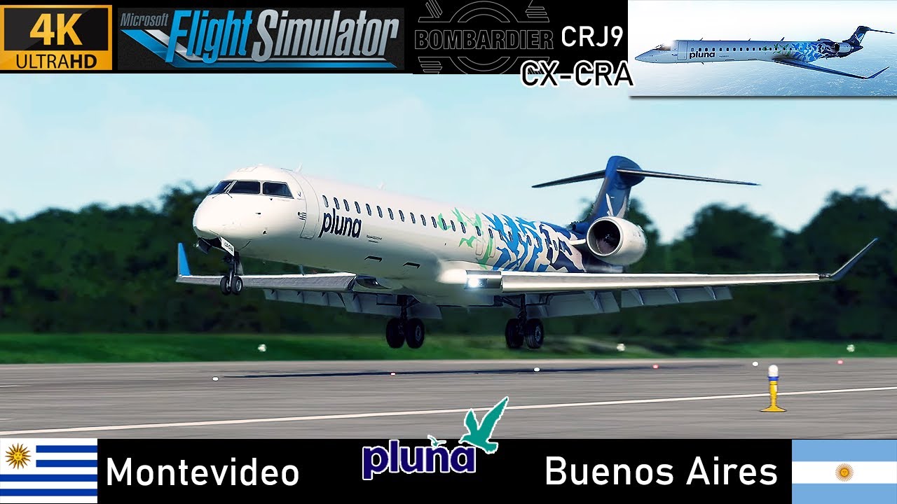 [4K] Montevideo (UY) ✈ Buenos Aires (Ezeiza)(AR) | Pluna CRJ9 [CX-CRA] Full Flight | MSFS 2020
