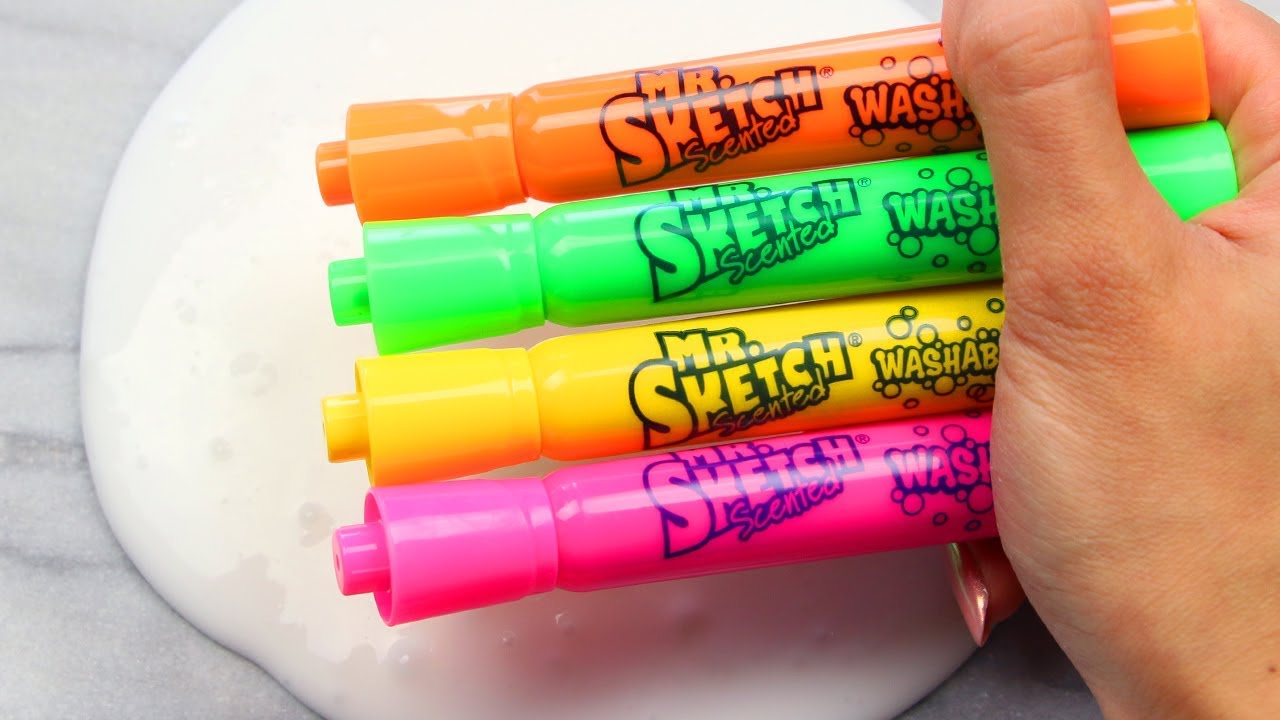 Satisfying Slime Coloring Swirls with Fruit Scented Mr. Sketch Markers!