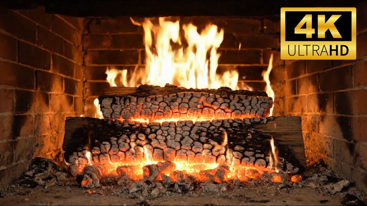 🔥 Cozy Fireplace 4K 12 HOURS. Fireplace with Crackling Fire Sounds.
