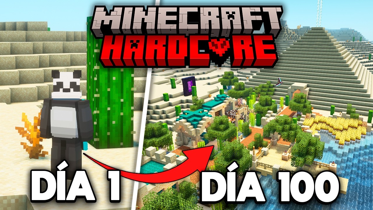 Sobreviv&iacute; 100 D&Iacute;AS en un DESIERTO INFINITO en Minecraft HARDCORE