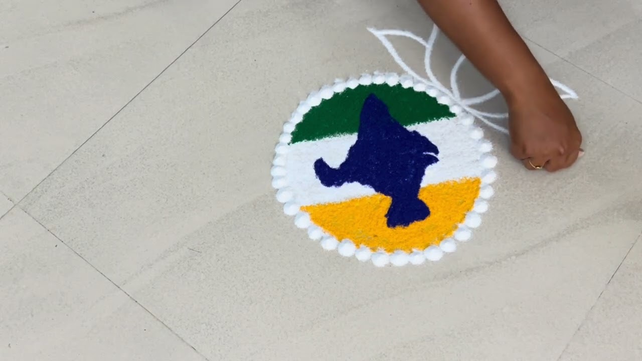 🇮🇳✨Beautiful and easy republic day kolam #republicday #republicdaykolam #muggulu #dialyrangoli 