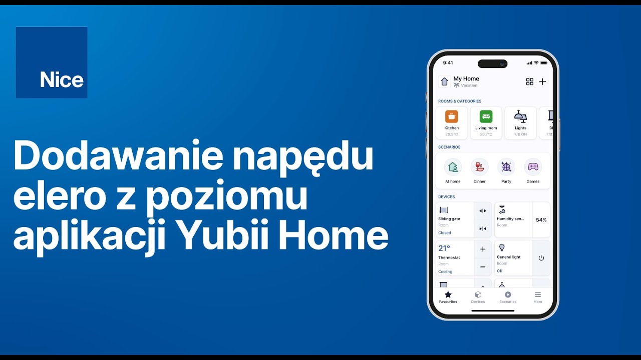 Dodawanie napędu ELERO z poziomu aplikacji Yubii Home