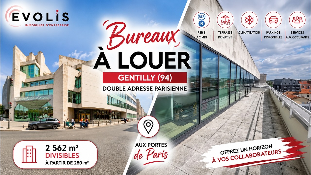🏢 Bureaux &agrave; louer &agrave; Gentilly (94) &ndash; Double adresse parisienne & terrasse privative