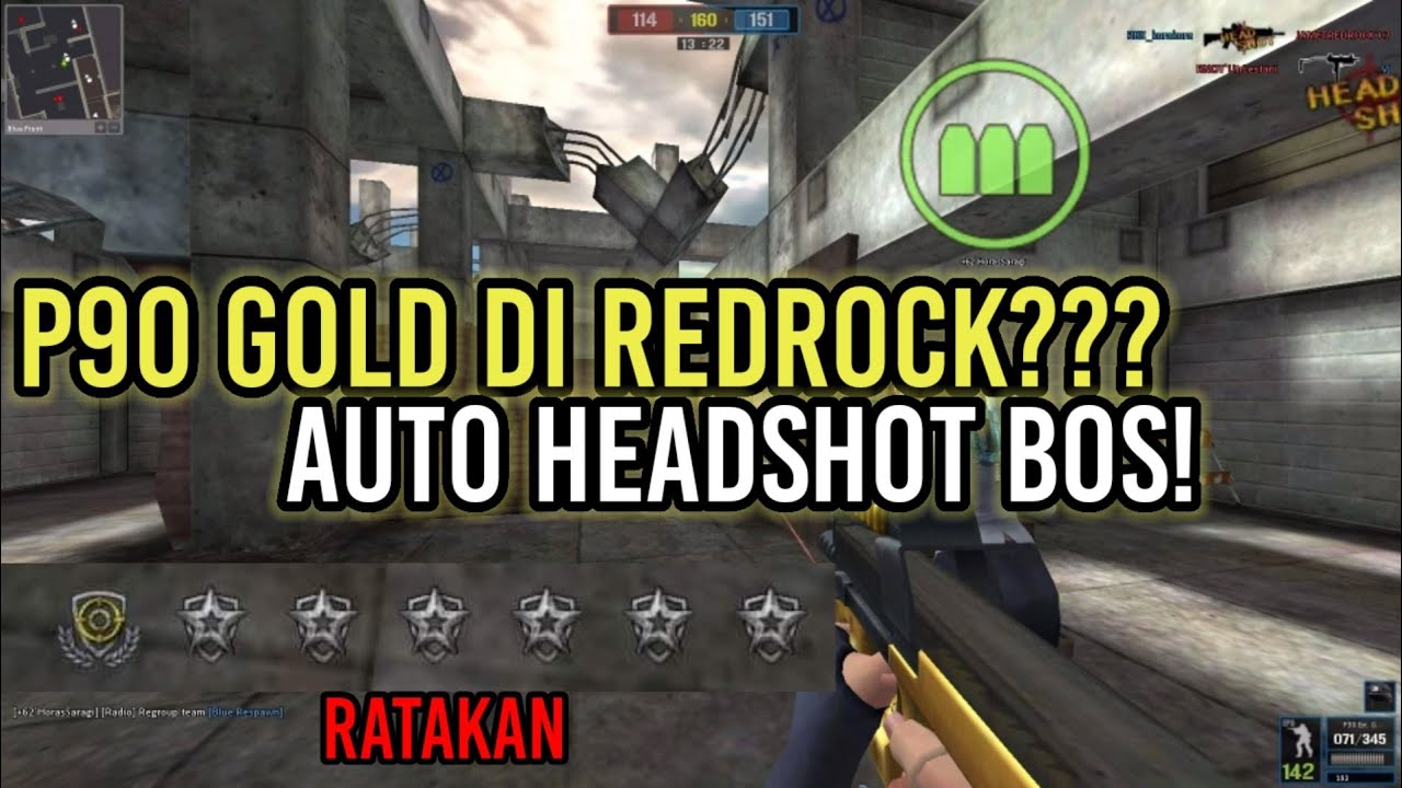 PAKAI CHAR DARAH 165 + P90 GOLD DI REDROCK AUTO HEADSHOT!!! -Pointblank Indonesia