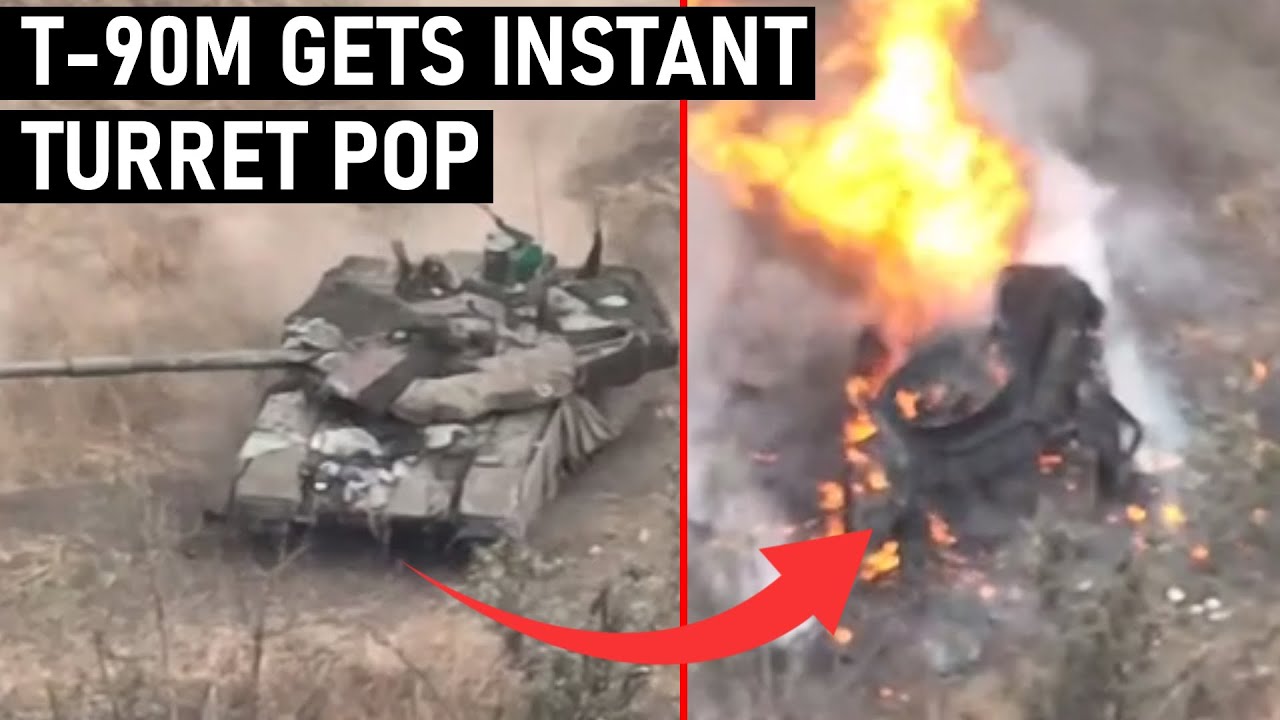 T-90M gets Instant Turret Pop by Ukrainian ATGM!