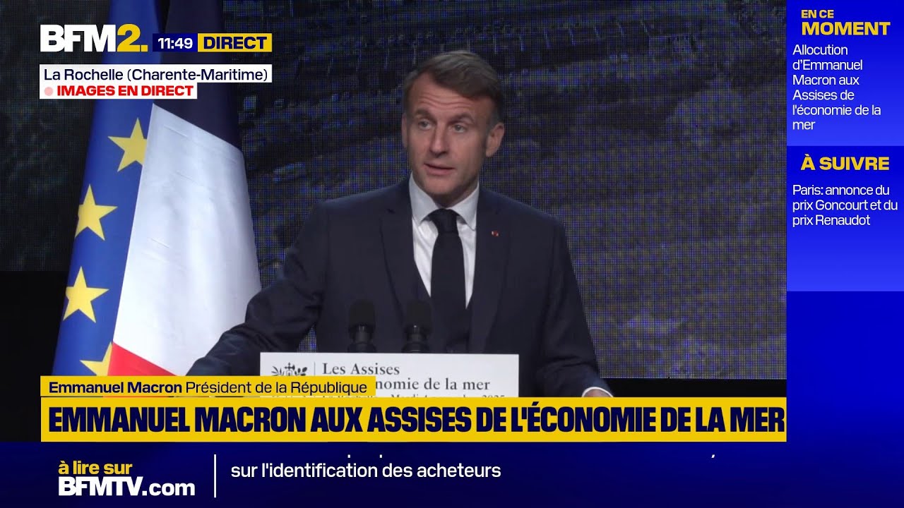 🟡Suivez le discours d'Emmanuel Macron aux Assises de l'&eacute;conomie de la mer en direct sur BFM2