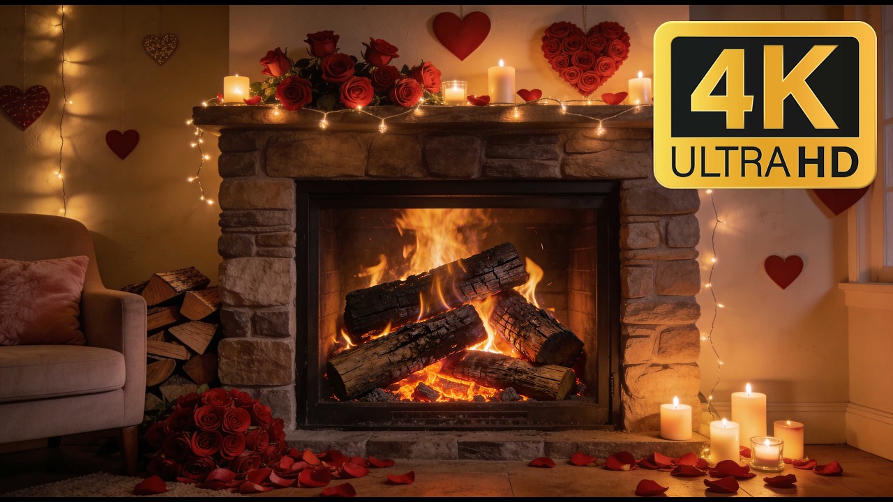 ❤️ Romantic Fireplace LIVE 2026 | 12 Hours Cozy Fire Ambience | No Music | 4K