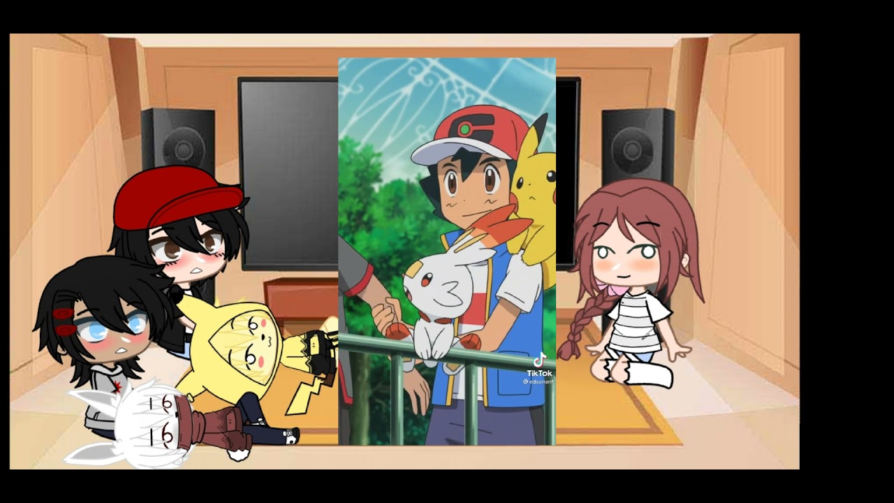 goh,ash,cloe,pikachu e raboot react