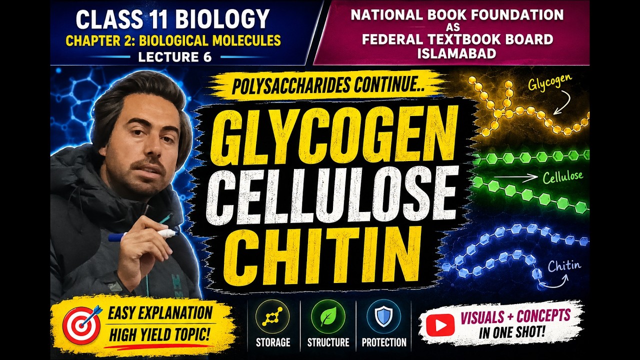 Glycogen, Cellulose & Chitin | Polysaccharides Types | Class 11 Biology Chapter 2
