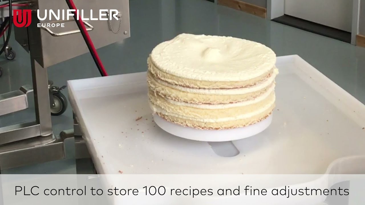 Round Cake production using the Unifiller CakeStation (Cake Station) / Runde Tortenproduktion