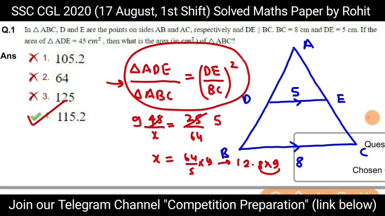 SSC CGL 2020 (17 August, 1st Shift) Solved Maths Paper by Rohit Tripathi