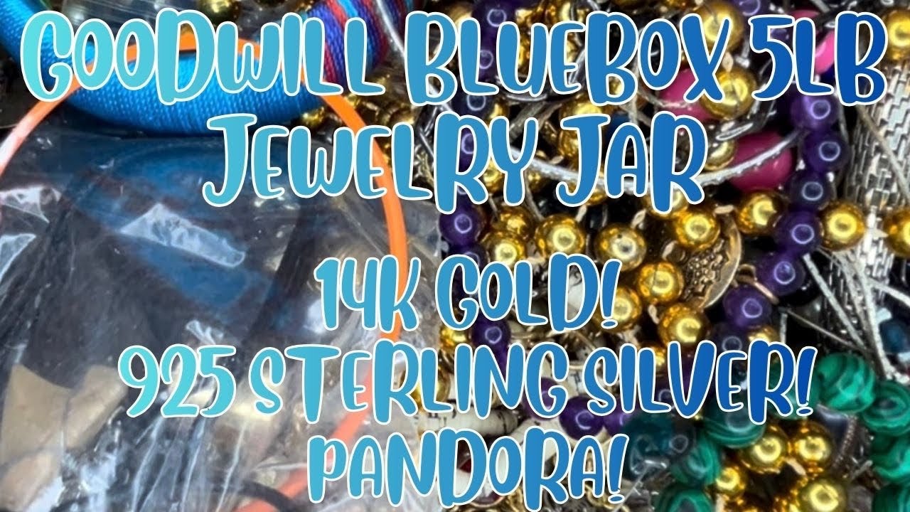 14K GOLD, STERLING SILVER & MORE! GOODWILL BLUEBOX 5LB JEWELRY MYSTERY UNBOXING & SALE! #jewelryjar 