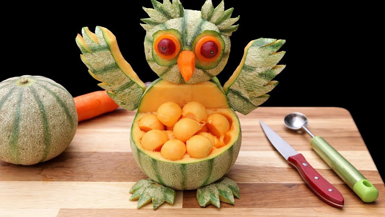 Art In Melon Owl Fruit Platter Ideas Cutting Tricks