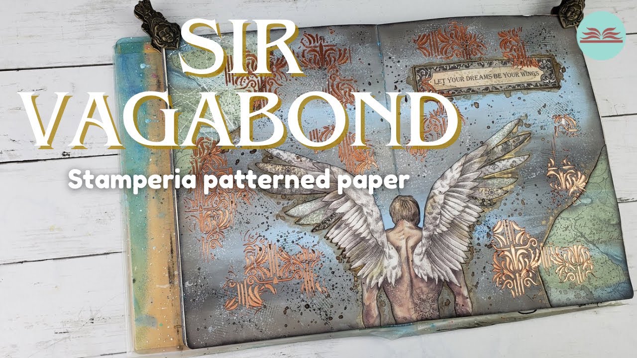 Mixed media art journal page using Sir Vagabond Stamperia patterned paper