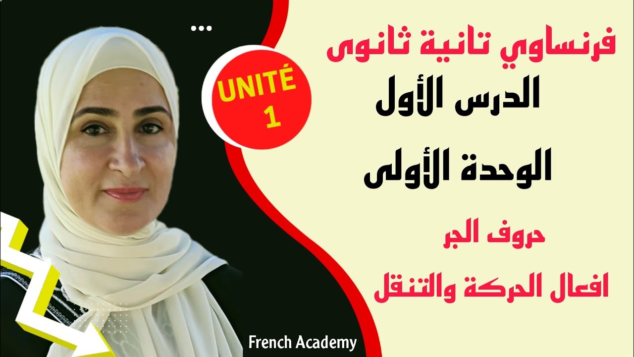 #فرنساوي_تانية_ثانوي الدرس الاول الوحدة الأولى حروف جر المكان والأفعال المرتبطة بحركة السير