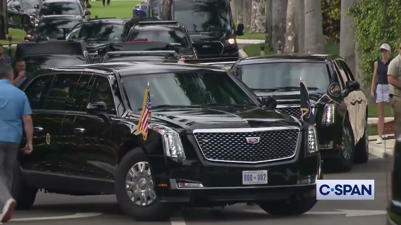 Trump gets out of Beast to recognize cheering supporters as motorcade exit West Palm Beach Golf Club