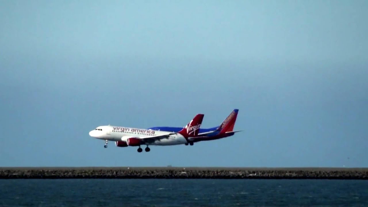 PARALLEL LANDING VIRGIN AMERICA & SOUTHWEST AIRLINES  @ SFO