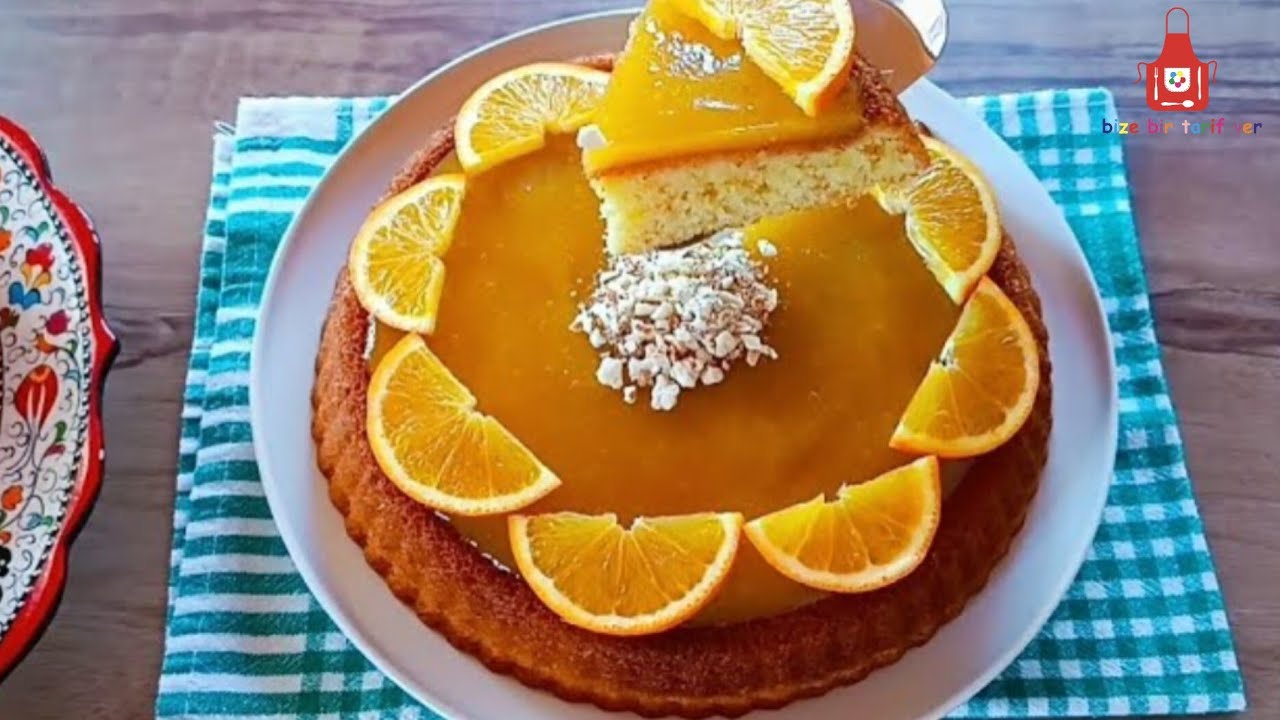 PORTAKAL SOSLU TART KEK TARİFİ. PRATİK VE LEZZETLİ NASIL YAPILIR 💚🍊#meyvelikek #ikramlıklar