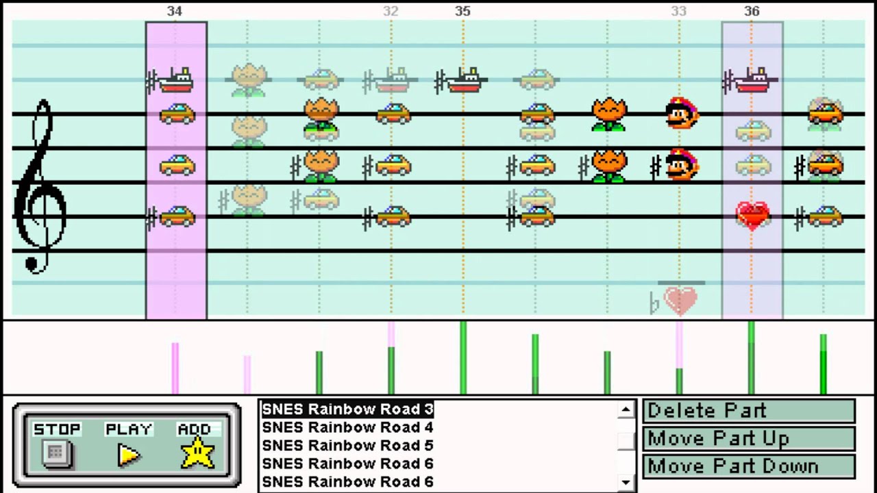 Super Mario Kart: Rainbow Road in Mario Paint Composer