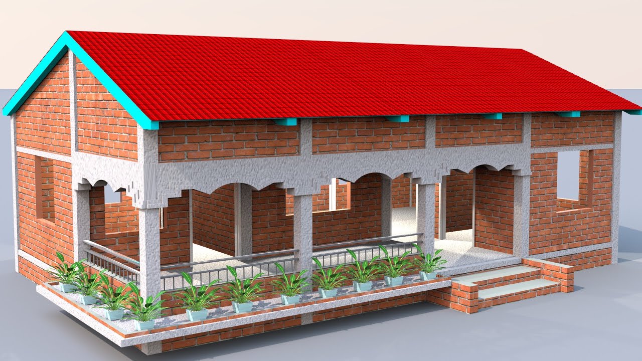 3 बेडरूम के साथ बनाये ये घर टिनसेट रूफ से | tin set house plan for village | house plan in 3d