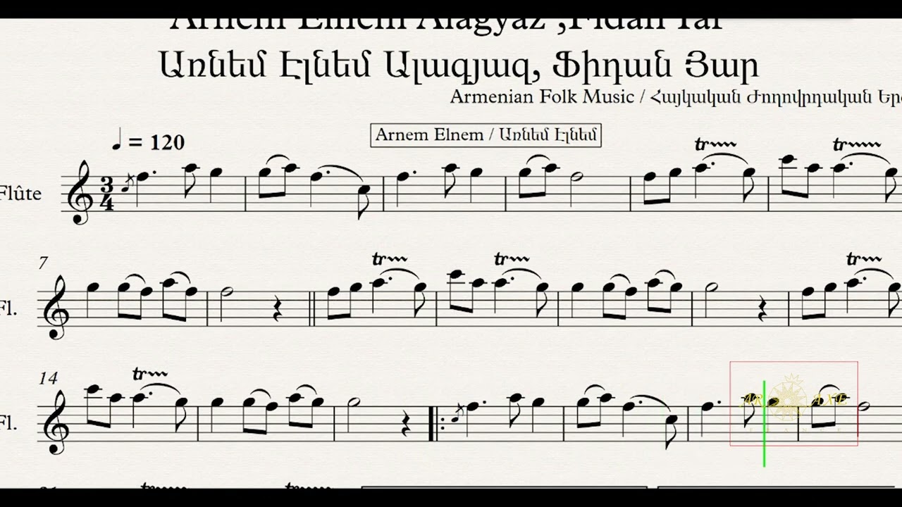 Arnem Elnem Alagyaz, Fidan Yar - Armenian Folk Songs (Flute Sheet Music)