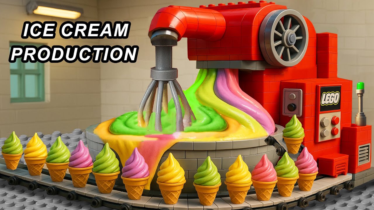Amazing LEGO Ice Cream Factory Machine – Satisfying Mixing Process!