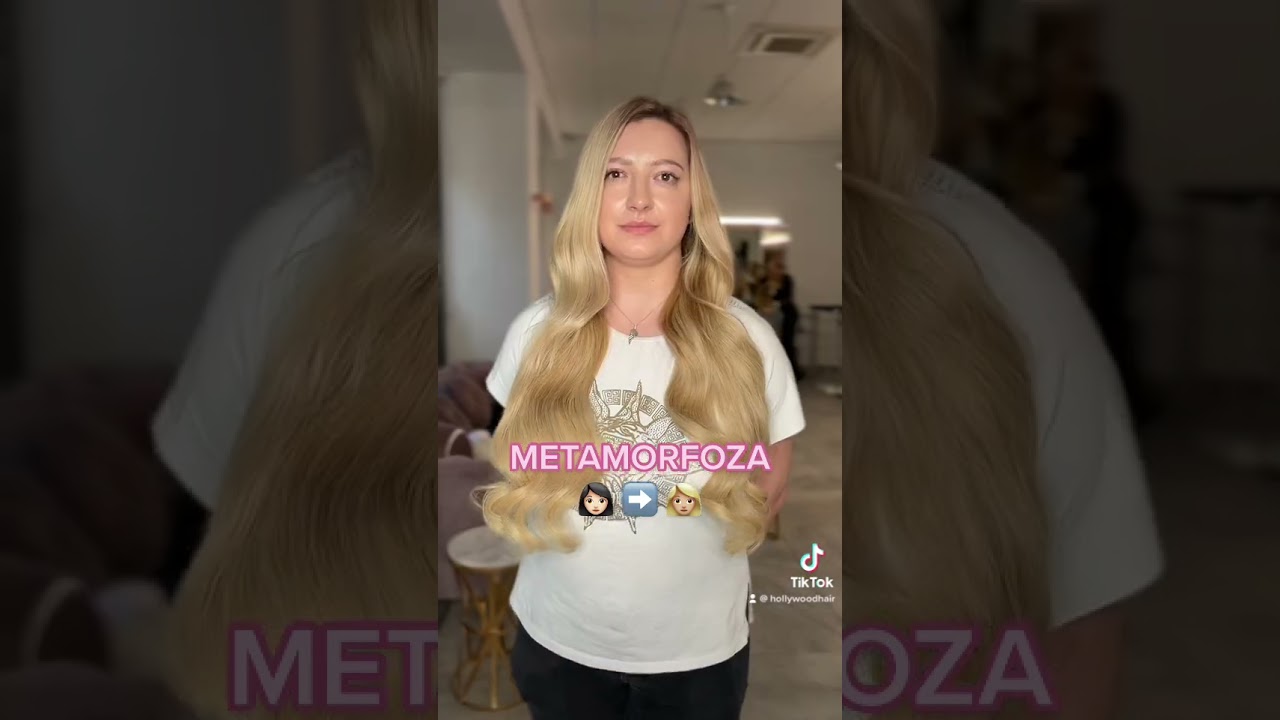 Hollywood Hair Metamorfoza przedłużanie włos&oacute;w + koloryzacja z brązu na blond 💗⭐️👌🏻