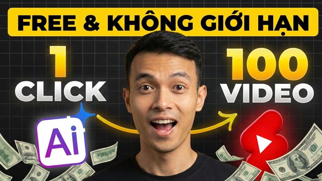 1 Click = 100 Video AI (Miễn Phí & Không Giới Hạn)
