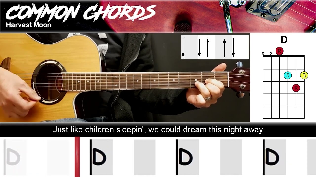 Harvest Moon - Neil Young | EASY GUITAR LESSON | Scrolling Chords & Lyrics