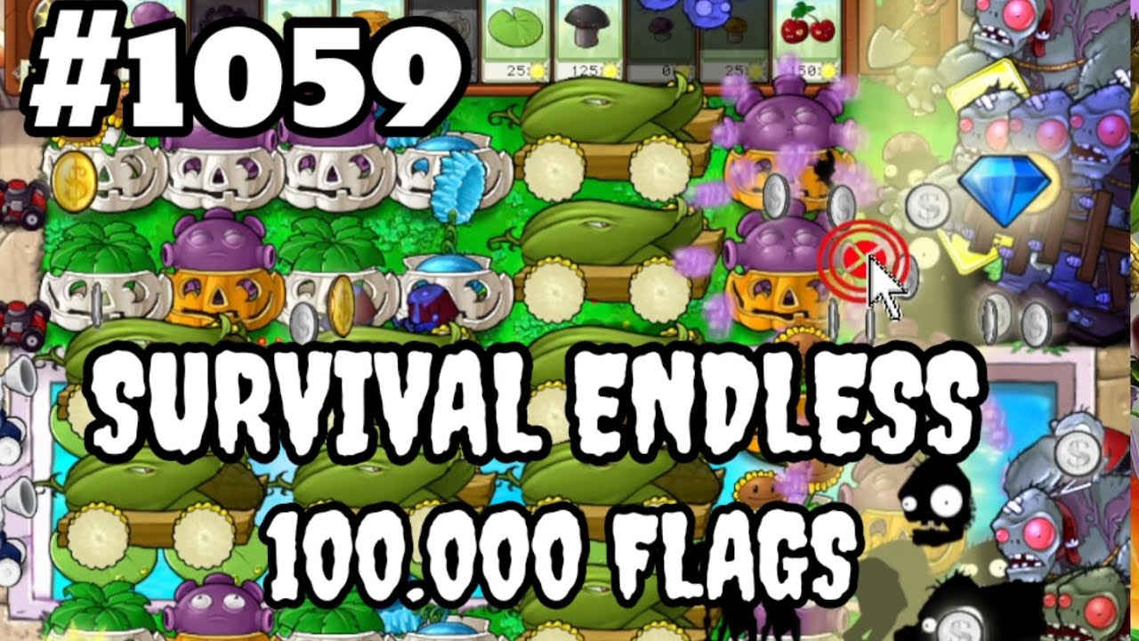 Plants vs Zombies Survival Endless 100000 Flags Part 1059 | 21160 - 21180 Flags