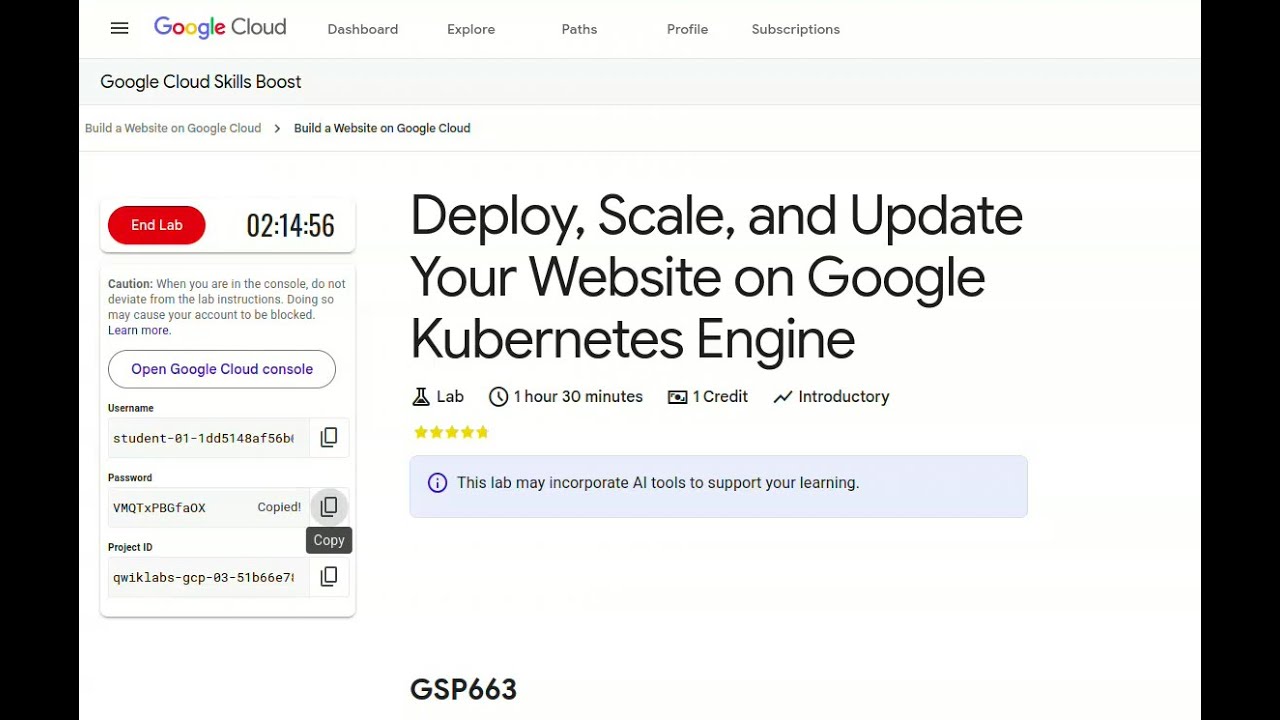 Deploy, Scale, and Update Your Website on Google Kubernetes Engine -  GSP663 - New 2025