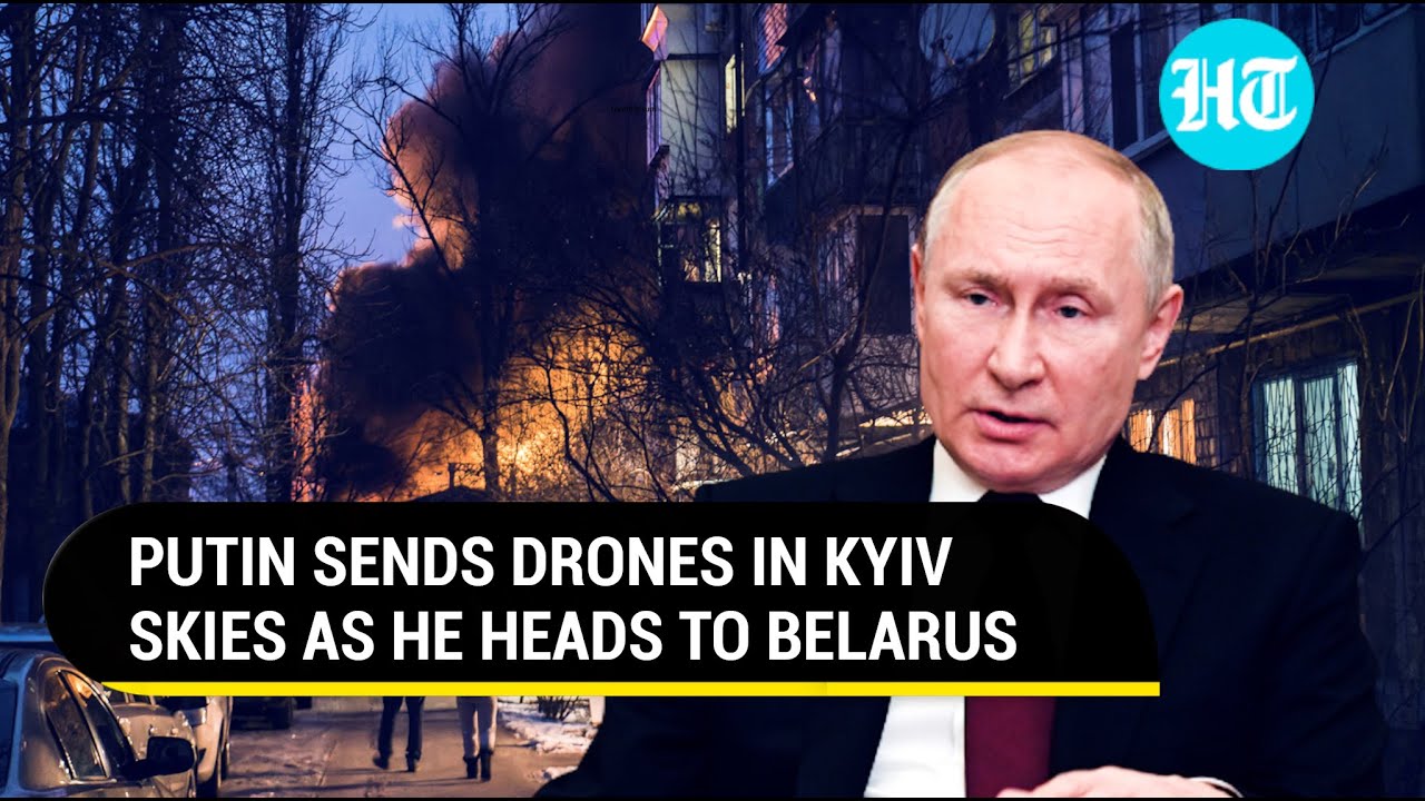 Russia batters Kyiv with 23 Iranian drones | Ukraine &lsquo;scared&rsquo; as Putin visits Belarus amid war