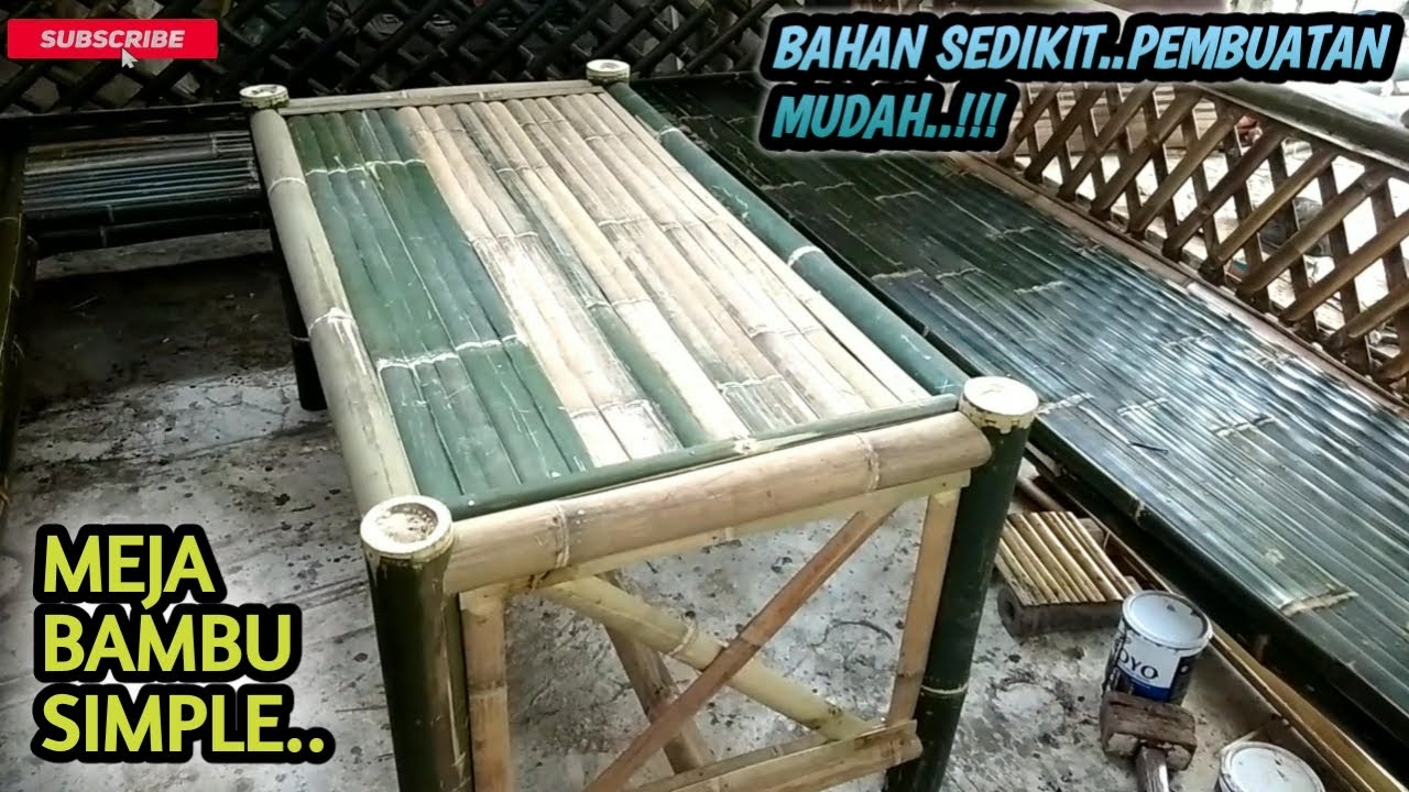 Tutorial cara membuat meja dari bambu,how make bamboo table