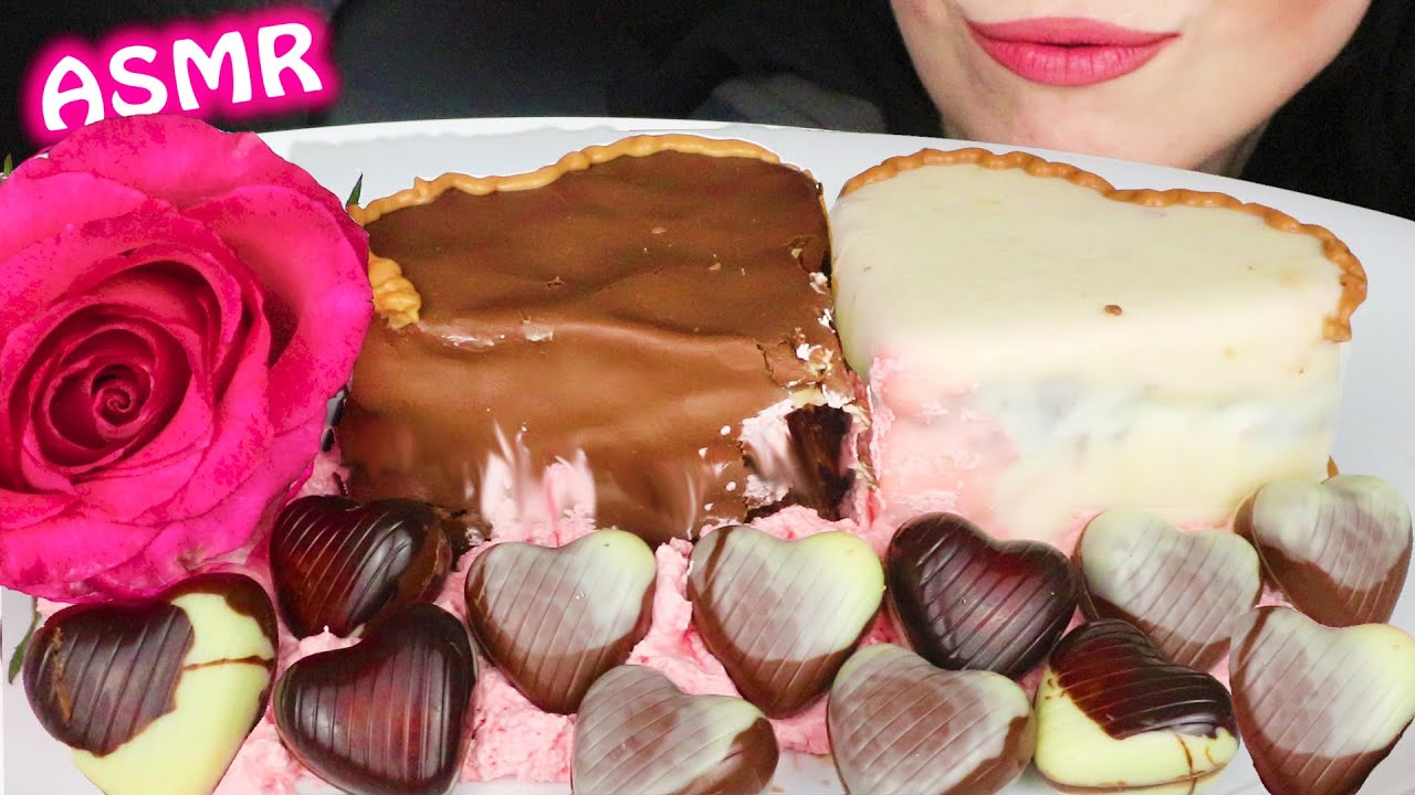 WHITE & MILK CHOCOLATE MOUSSE CAKES 🍰 - CHOCOLATE PRALINES 🍫 | ASMR Mukbang | Real Eating Sounds