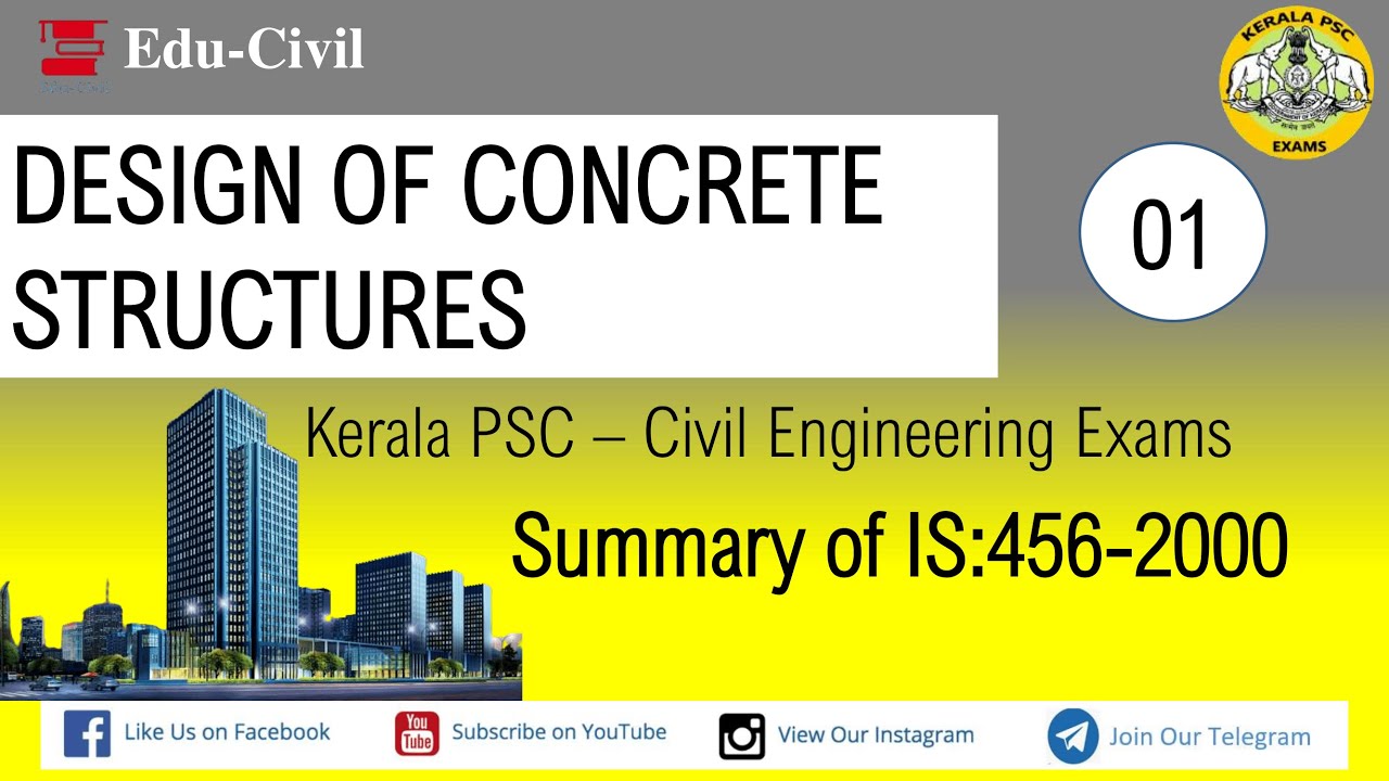 10 KeralaPSC_Exam2020_Design of concrete structure_Summary of IS456 2000 & previous questions_Part 1